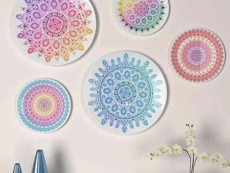 Bohemian Mandala Design Ceramic Decorative Wall Plates | Set of 5 For Sale