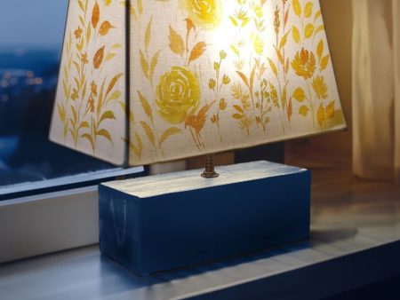 Rectangle Beautiful Roses Monochrome Shaded Cotton Table Lamp Online Sale