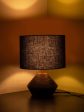 Black Cotton Table Lamp With Wood Natural Base | 7X12 Inches Online Hot Sale