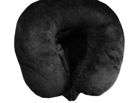 Black Travel Hoodied Polyester Neck Pillow | 14 X 14 inches Fashion