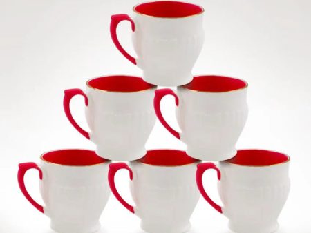 Gold Line Bone China Coffee Pankhi Tea Cups | 175 ml | Set of 6 For Discount