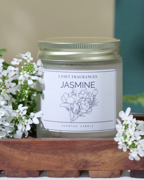 Jasmine Glass Jar Scented Candle | 8.89 x 7.62 cm   3.5 x 3 inches Fashion