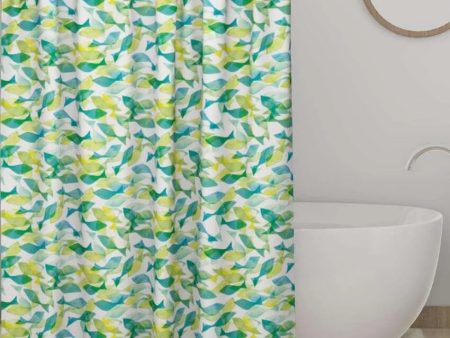 Fish Doodle Printed Polyester Shower Curtains With 12 Metal Eyelets | 6 X 6.5 Ft For Discount