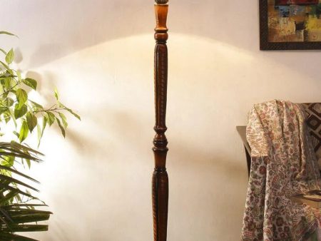 Modern Design Cotton Shade Wooden Floor Lamp | 12 X 57 inches on Sale