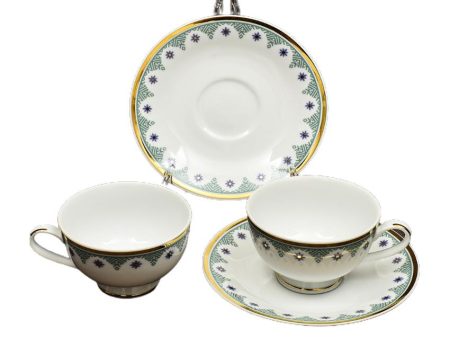 Isabella Gold Porcelain Tea Cup & Saucer Set | Set of 6 Online now