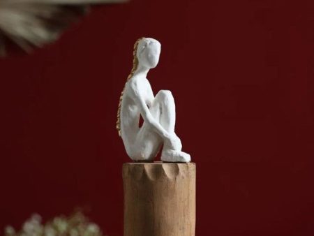 Lady Sitting On Balli Wooden Statue For Sale