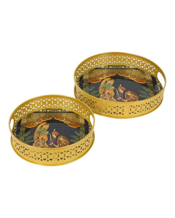 Wedding Design Metal Trays | Set of 2 | 8 inches, 10 inches Supply