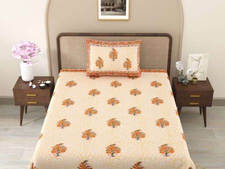 Artisan Floral Block Printed Cotton Bedsheet Set | Single Bed | 90 X 60 inches Sale