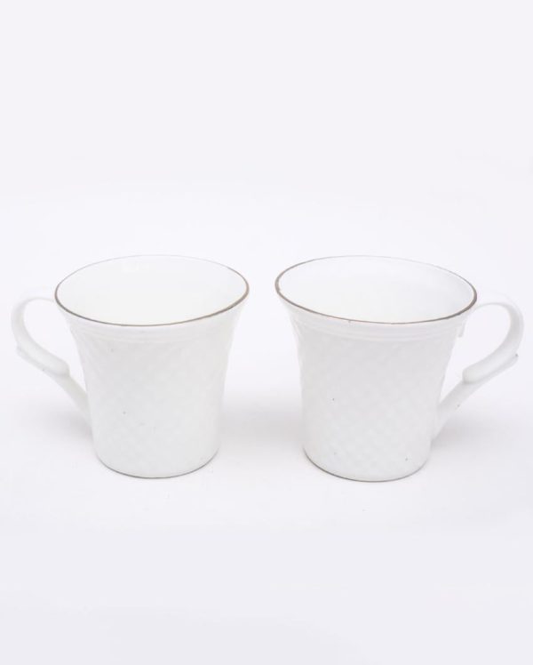 Embose Square Brik Gold Line Bone China Tea Cups | 175 ml | Set of 6 Online Sale