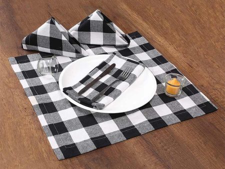 Buffalo Black Checks Kitchen Napkins With Cloth Belts | Set Of 6 | 20 X 20 Inches Online