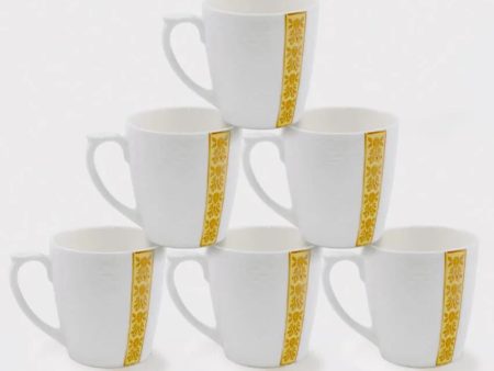 Embose with Vertical Strip Bone China Tea Cups | 175 ml | Set of 6 Fashion