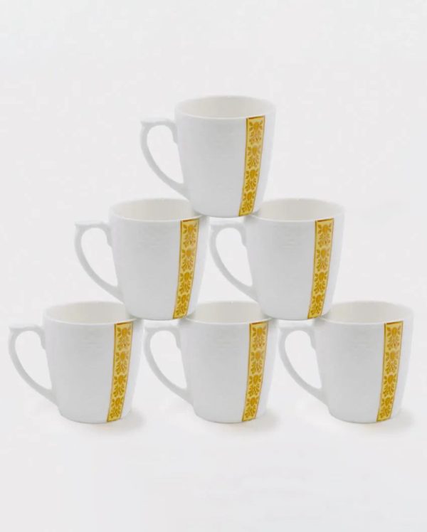 Embose with Vertical Strip Bone China Tea Cups | 175 ml | Set of 6 Fashion