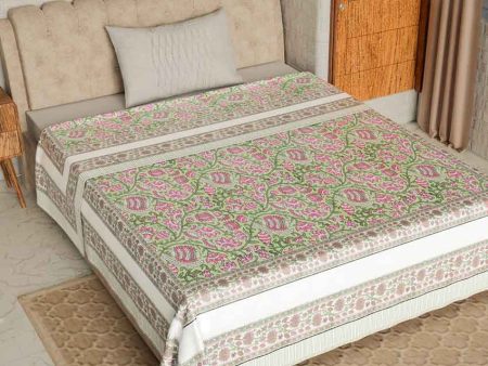 Floral Block Printed Cotton Dohar | Single Bed | 90 X 60 inches on Sale