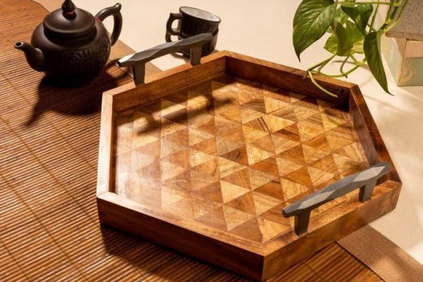 Mosaic Pattern Wooden Tray Discount