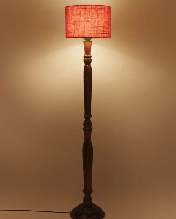 Mid Century Design Jute Shade Wooden Floor Lamp | 12 X 57 inches on Sale