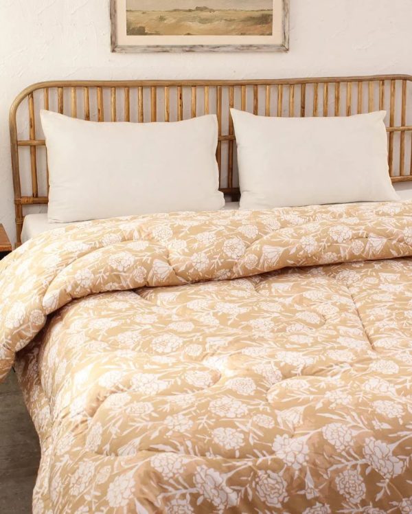 Beige Genda Phool Cotton Comforter | Single Size | 60 x 90 inches on Sale