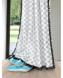 Black and White Cotton Boho Curtains With Stainless Steel Rings | Set of 2 Online