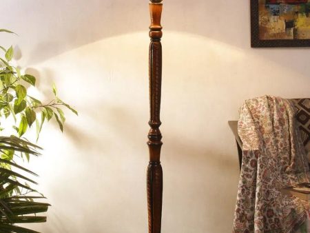 Vintage Era Design Cotton Shade Wooden Floor Lamp | 12 X 57 inches Hot on Sale