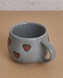 Grey Hearts Ceramic Stoneware Cups With Delicate Heart Design | Set Of 2 Online now