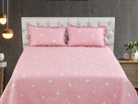 Frill Pink Ground Glace Cotton Bedcovers | Queen Size | 90 X 100 inches Supply