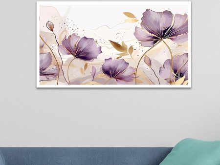 Spring Purple Flower Canvas Wall Painting Supply