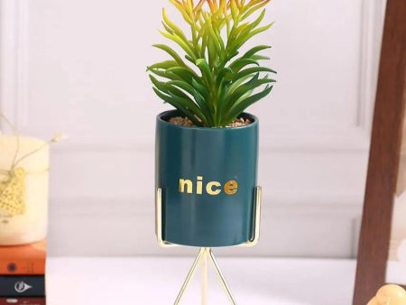 Urban Succulents Artificial Plant with Ceramic Pot & Metal Tripod Stand | 11 inches Online