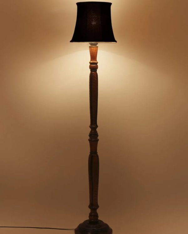 Modern Design Cotton Shade Wooden Floor Lamp | 12 X 57 inches on Sale