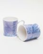 Blue Leaf Bone China Coffee Mugs | 175 ml | Set of 6 Online Sale