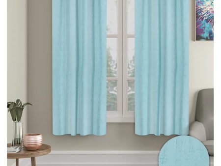 Sky Blue Blackout Emboss Curtains | Set of 2 Online Hot Sale