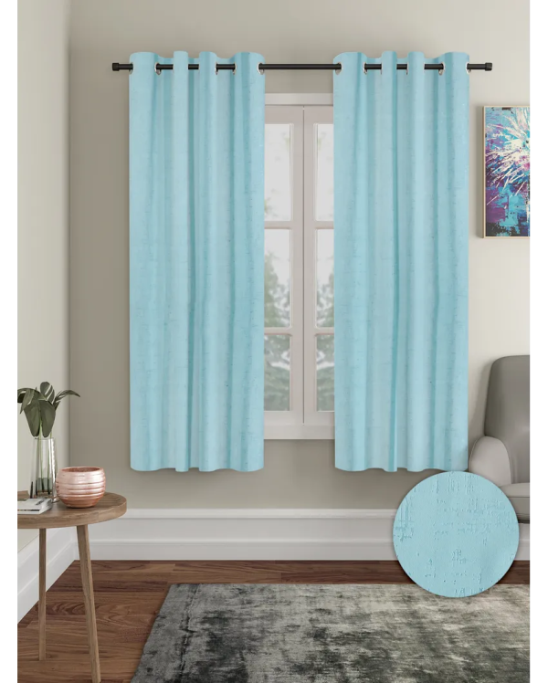 Sky Blue Blackout Emboss Curtains | Set of 2 Online Hot Sale