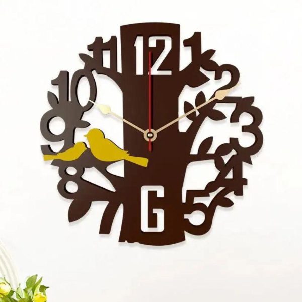 Avian Serenity Wooden Wall Clock Bird Amidst the Branches Fashion