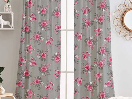 Blooms Printed Polyester Semi Sheer Door Curtains | Set Of 2 Online Sale