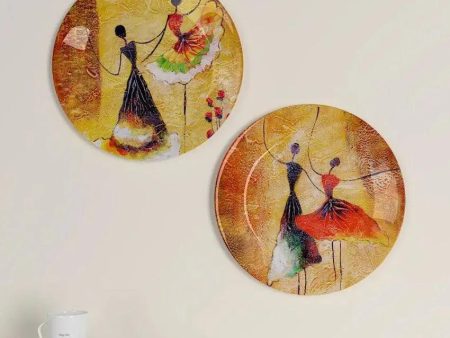 Ballerina Dancing Girl Design Ceramic Wall Plates | Set of 2 on Sale