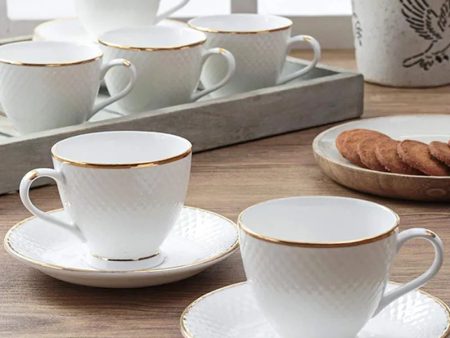 Indian White Tea Cups & Saucers Set Online now