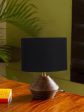 Black Cotton Table Lamp With Wood Natural Base | 7X12 Inches Online Hot Sale