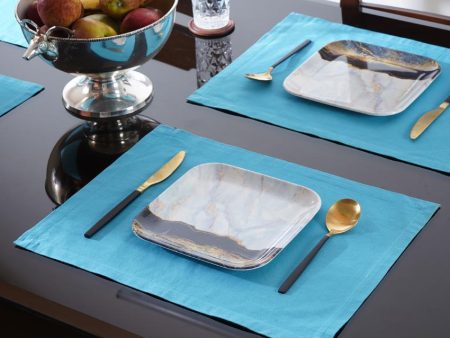 Blue Designed Cotton Table Placemats | Set Of 5  | 18 x 13 inches Online