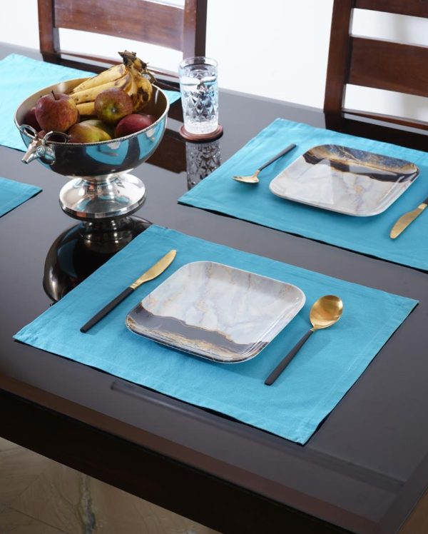 Blue Designed Cotton Table Placemats | Set Of 5  | 18 x 13 inches Online