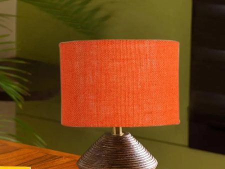 Orange Jute Table Lamp with Wood Natural base | 7x12 inches Supply