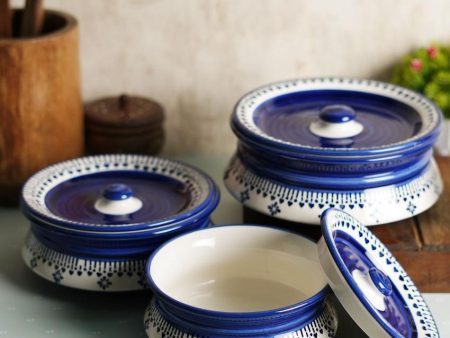 Blue Abstract Printed Ceramic Casseroles with Lid Cheap