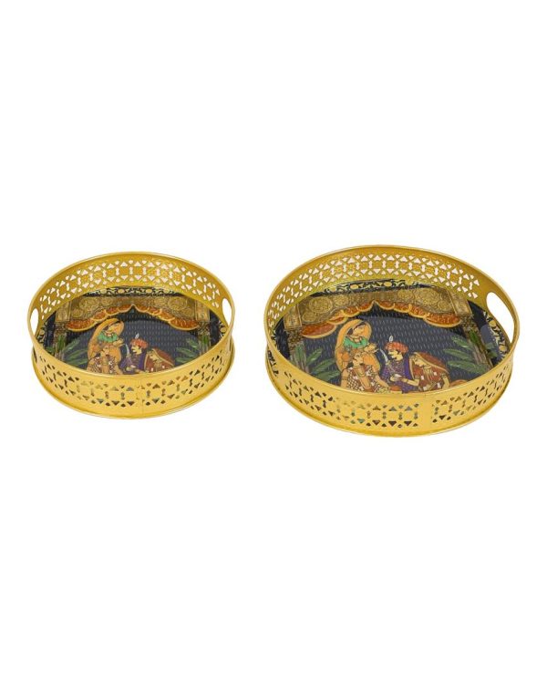 Wedding Design Metal Trays | Set of 2 | 8 inches, 10 inches Supply