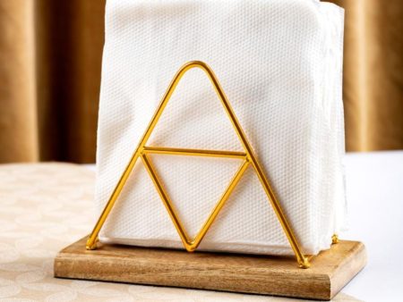 Napkin Holder Wooden Golden Triangle Cheap