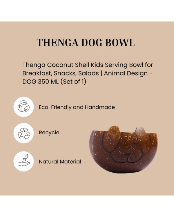 Animal Design Brown Coconut Shell Dog Bowl | 4 x 4 x 3 inches Discount