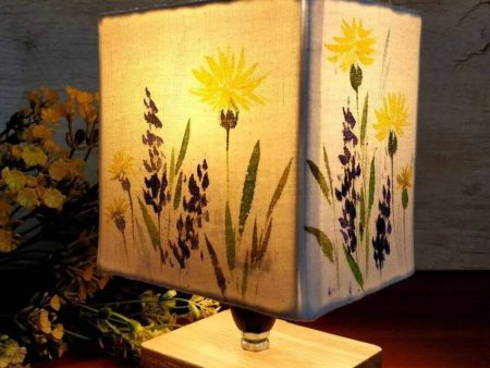 Wild Flower Shaded Square Cotton Table Lamp For Discount