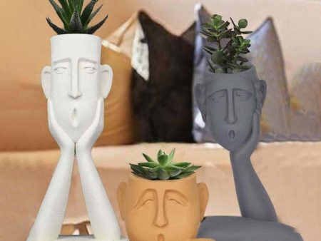 Surprised Faces Resin Planters | Set of 3 Online now