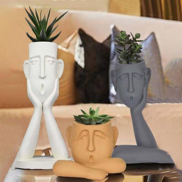 Surprised Faces Resin Planters | Set of 3 Online now