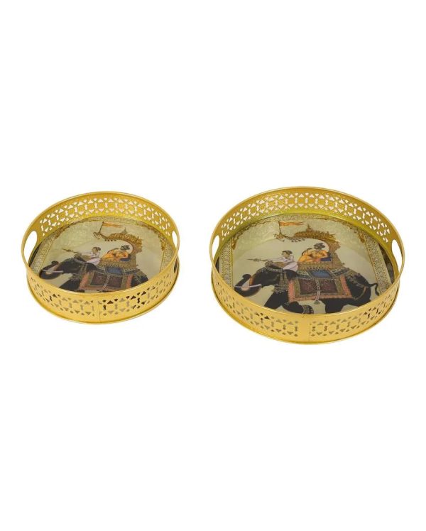 Elephant Black Metal Trays | Set of 2 | 8 inches, 10 inches Discount