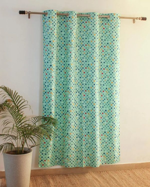 Happy Polka Cotton Curtain | Long Door | 9 feet For Discount