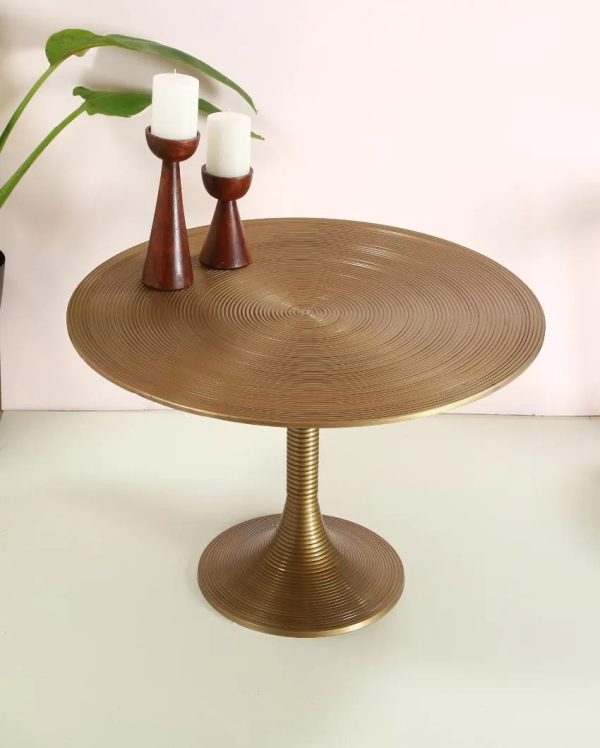 Antique Brass Aluminium Round Table | 30 x 15 inches For Cheap