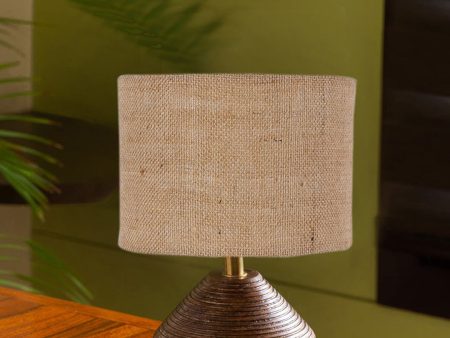 Beige Jute Table Lamp With Wood Natural Base | 7X12 Inches Fashion