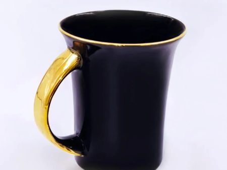 Black Muddy Gold Line Bone China Coffee Mug | 250 ml For Sale